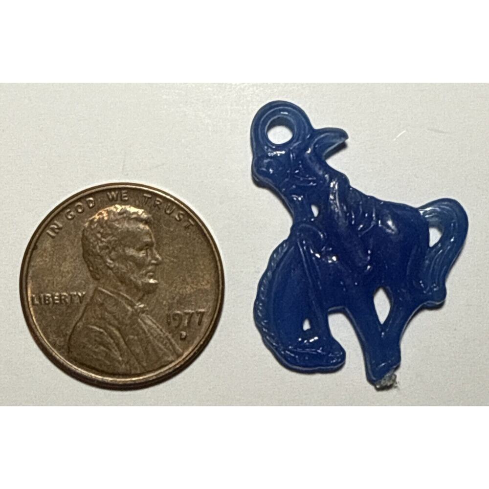 Vintage Blue Equestrian Horse Rider Cracker‎ Jack Celluloid Charm 1A